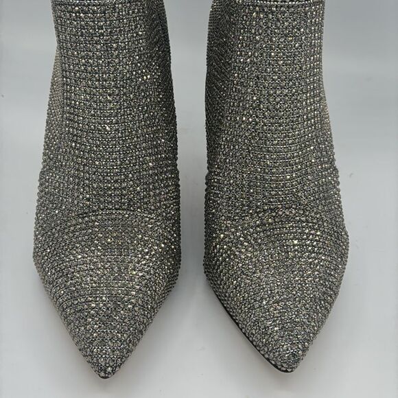 New Michael Michael Kors Rue Stiletto Booties Size 11 Silver Rhinestone - Picture 4 of 13
